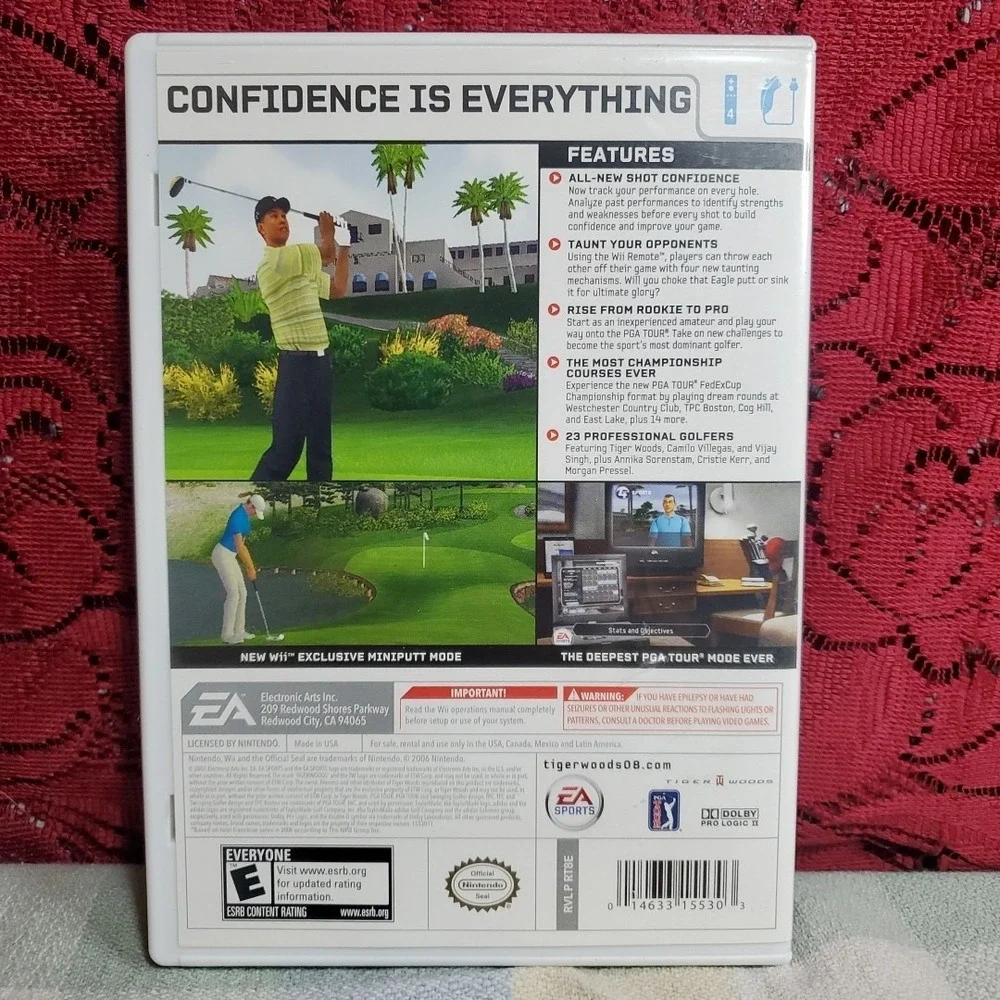 EA Sports Tiger Woods PGA Tour 08 Nintendo Wii Game White Sports Golf Video Game